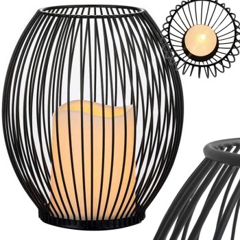 Decorative Metal Cage Candle Holder for Home and Patio, Black