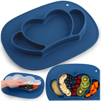 Ricokids Silicone Baby Plate with Lid, Crown Shape