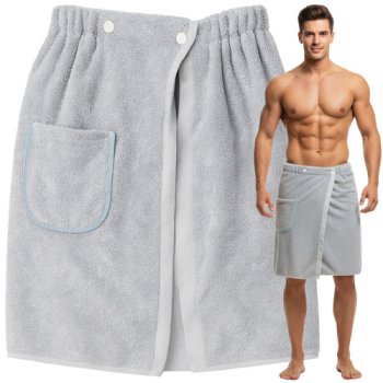 Ruhhy Men's Sauna Kilt with Pocket 26903, Quick-Drying, Grey