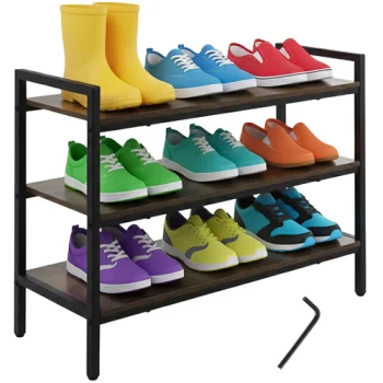 Ruhhy 00027038 3-Tier Shoe Rack 79cm, Black/Brown