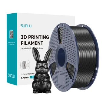 Sunlu PLA+ Silk 3D Printer Filament, Black