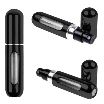 Travel perfume atomizer 5ml, refillable aluminum dispenser, black