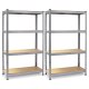 Plonos PL-700 Metal Storage Shelving Unit, Set of 2, 150 x 75 x 30 cm, Silver