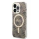 Apple iPhone 14 Pro Max 6.7\" Guess 4G Print MagSafe Case Cover (GUBPP14XH4EACSW) + Charger, Brown