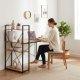 Datorgalds ar plauktiem 120x60 cm ModernHome loft stila, gaišs ozols