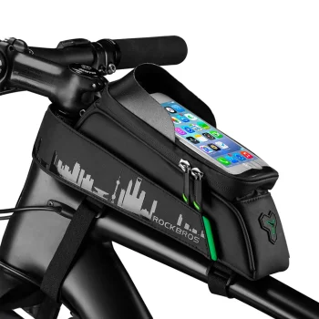 Rockbros 029-1BK Bicycle Frame Bag with Phone Cover, Black