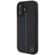 Mercedes iPhone 16 Case Blue Line Leather MagSafe, Black