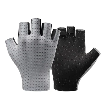Rockbros Breathable Short Finger Cycling Gloves, Size L, Gray