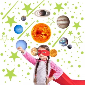 Fluorescent Luminous Stickers Stars Planets Space, 453 elements