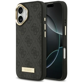 Guess 4G Logo Plate MagSafe Case for iPhone 17, Black