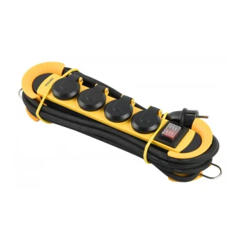 Philips SPN5140YB Workshop Power Strip, 4 Sockets, 3m, IP44, Yellow/Black