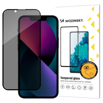 Wozinsky Anti Spy privatumą užtikrinantis apsauginis stiklas, skirtas iPhone 17e / 16e / 14 / 13 / 13 Pro