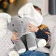 Interactive Elephant Plush Toy with Sound and Moving Ears, 30 cm, Grey and White
