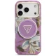 Guess IML Glitter Flowers Triangle MagSafe Case for iPhone 17 Pro / 18 Pro - Purple
