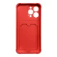 Card Armor Silicone Case for iPhone 13 Mini with Card Holder Red