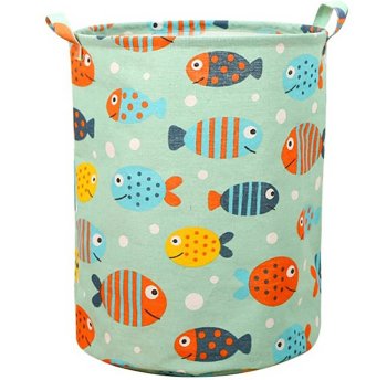 Canvas Toy Storage Basket with Handles for Kids Room, Green