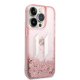 Karl Lagerfeld Liquid Glitter Big KL Case for iPhone 14 Pro Max, Pink