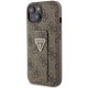 Guess iPhone 15 Case Grip Stand 4G Triangle Strass, Brown