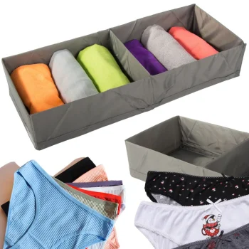 Large Underwear and Socks Drawer Organizer, 2 Compartments, Grey