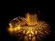 Solar Garden Lantern - Watering Can with LED Garland and Twilight Sensor, Copper