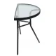 Half Round Glass Top Balcony Table for Patio and Outdoor Use, black