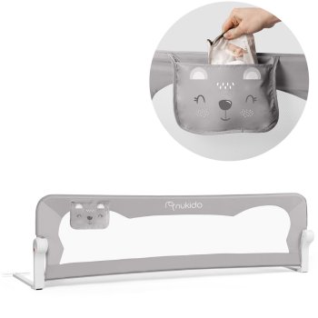 Nukido Baby Side Safety Protective Bed Rail, Toddler Barrier, 180x42x35 cm, Grey
