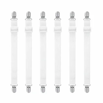 Adjustable Bed Sheet Fasteners 6 Pieces, White