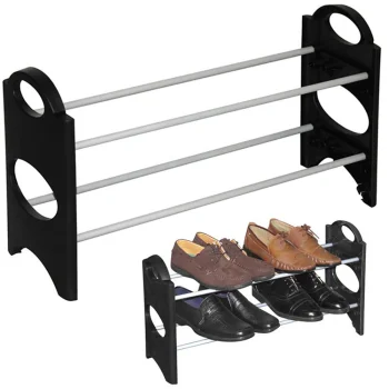 Expandable Shoe Rack for 6 Pairs, Black/Chrome