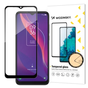 Wozinsky Tempered Glass for TCL 306, Full Glue, 9H, Full Screen with Frame, Black