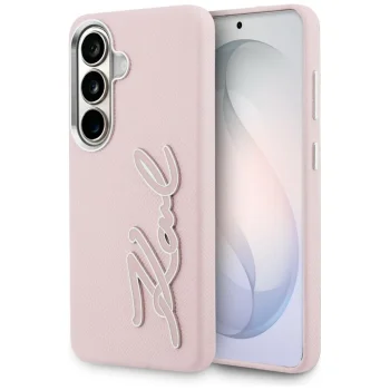 Karl Lagerfeld Grained Signature Case for Samsung Galaxy S26, Pink