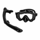 Snorkel Mask and Dry Tube Set with Panoramic View, black