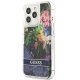 Guess iPhone 13 Pro / 13 Case Flower Liquid Glitter Blue