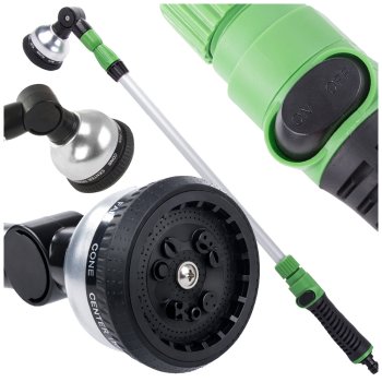 Telescopic Garden Watering Wand with 10-Function Nozzle, Black-Green