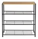 Shoe Rack ModernHome 3-Tier Industrial Stand with Wood Top for Entryway, Black