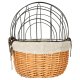Wicker Bicycle Pet Carrier Basket with Metal Wire Mesh for Dogs Cats