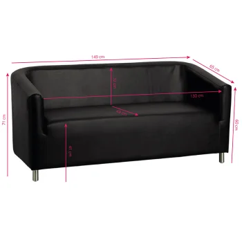 Gabbiano M021 Waiting Room Sofa, Black