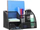 Black Metal Mesh Desk Organizer with Drawer, 6 Compartments