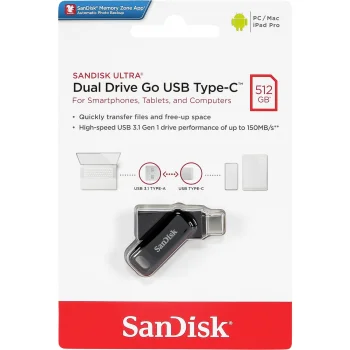 USB Flash Drive SanDisk Ultra Dual Drive Go 512GB USB Type-C / USB-A SDDDC3-512G-G46, Black
