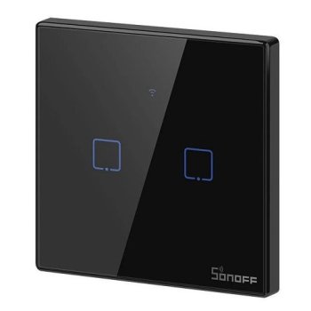Sonoff T3EU2C Smart Touch Wall Switch 2-Gang Wi-Fi & RF Control Black