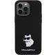 Karl Lagerfeld iPhone 15 Pro Case Silicone Choupette Metal Pin, Black