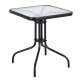 Garden Table 60x60 cm MultiGarden Patio Balcony Glass Top, Black