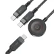 Acefast C6-11 3in1 USB-C Cable - 2x USB-C / Qi 100W 1.2m, Black
