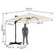 Plonos Foldable Garden Umbrella, 420 cm, Beige