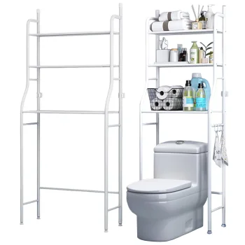 Over-the-Toilet Bathroom Storage Rack, 3 Shelves, White