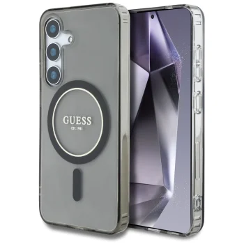 Guess Glitter Circle MagSafe Case for Samsung Galaxy S25 - Black