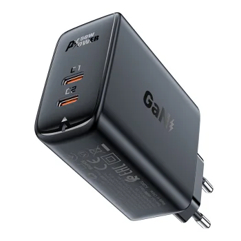 Acefast A29 GaN Wall Charger 2x USB-C 50W, Black