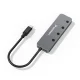 Wozinsky WHS080YSS 4-Port USB-A 3.0 Aluminum Hub with Switches and USB-C Cable, Gray