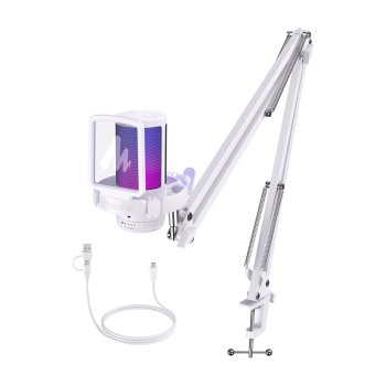 USB Gaming Microphone Maono DGM20S White with Boom Arm