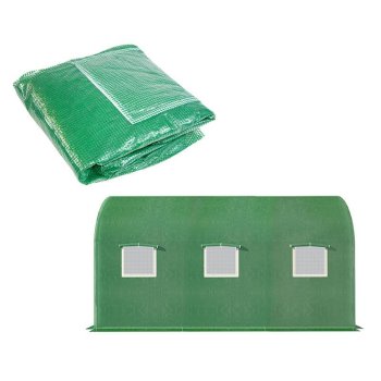 Replacement Greenhouse Cover 3x2x2m Reinforced PE Polytunnel Film with Windows