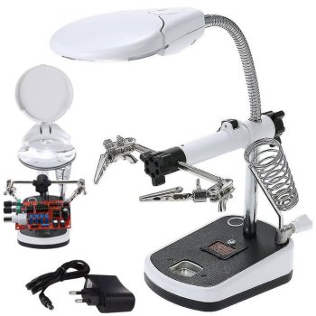 Helping Hand Magnifier 3.5x 10x with 5 LED Light for Soldering